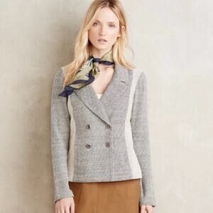 Anthropologie Saturday Sunday Knit Gray Double Breasted Two Tone Milica Blazer